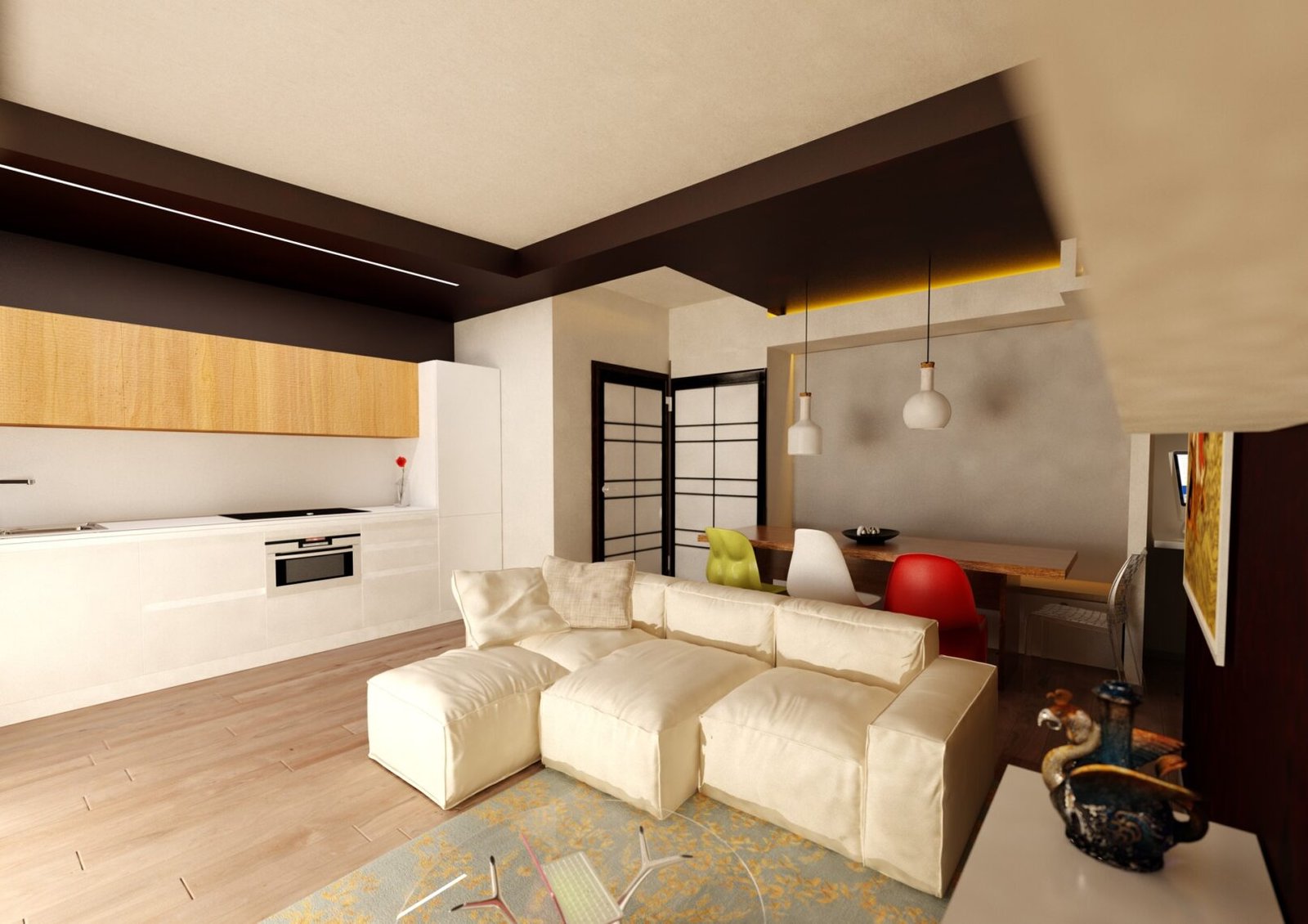 Casa SM - soggiorno con ingresso e cucina